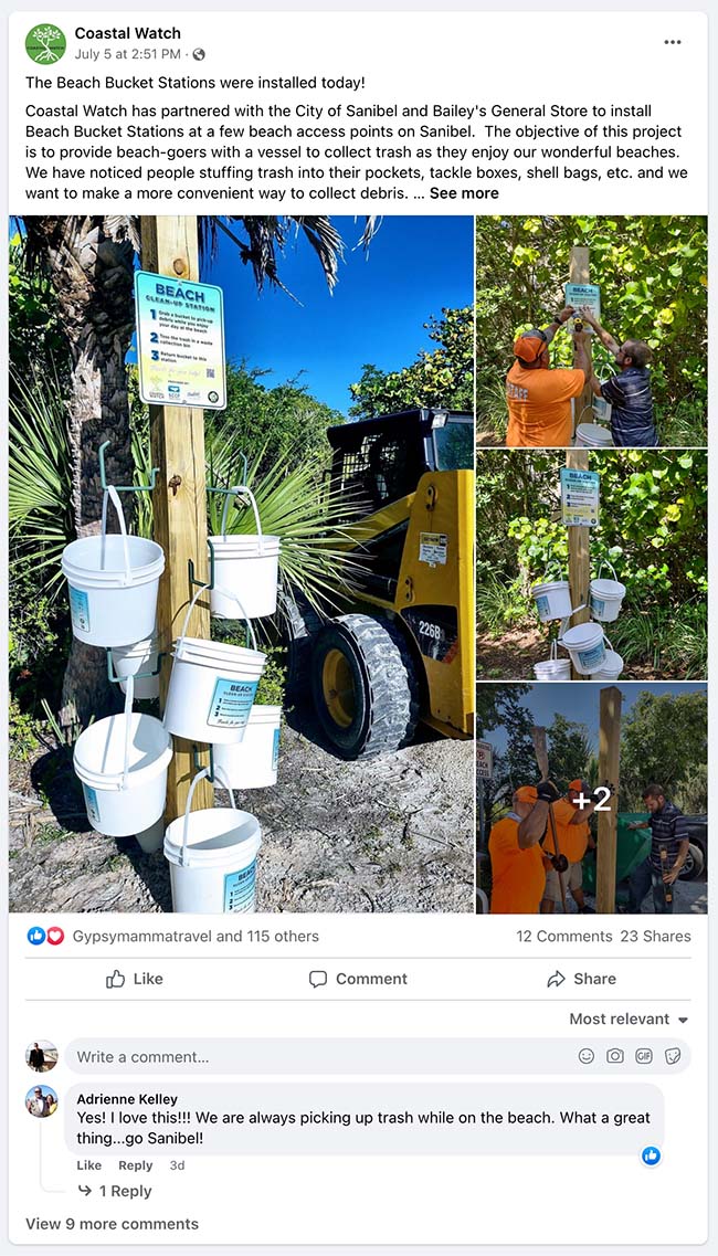 Coastal Watch - Beach Bucket Stations on Sanibel - Keep Sanibel Beaches Clean